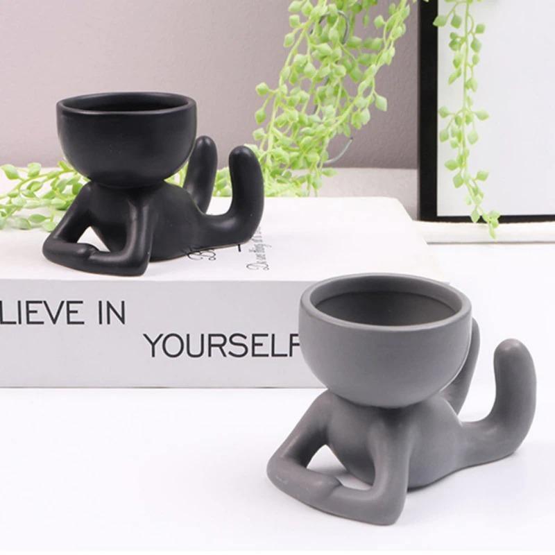 Petite Person Clay Succulent Planter